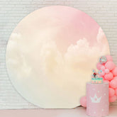 Aperturee - Light Yellow Cloud Round Baby Shower Backdrop